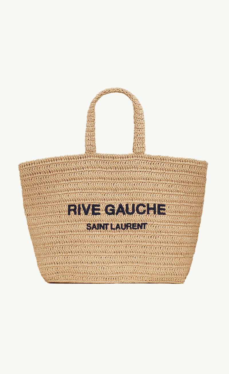 SAINT LAURENT Rive Gauche Supple Crochet Tote Bag in Natural Raffia 0