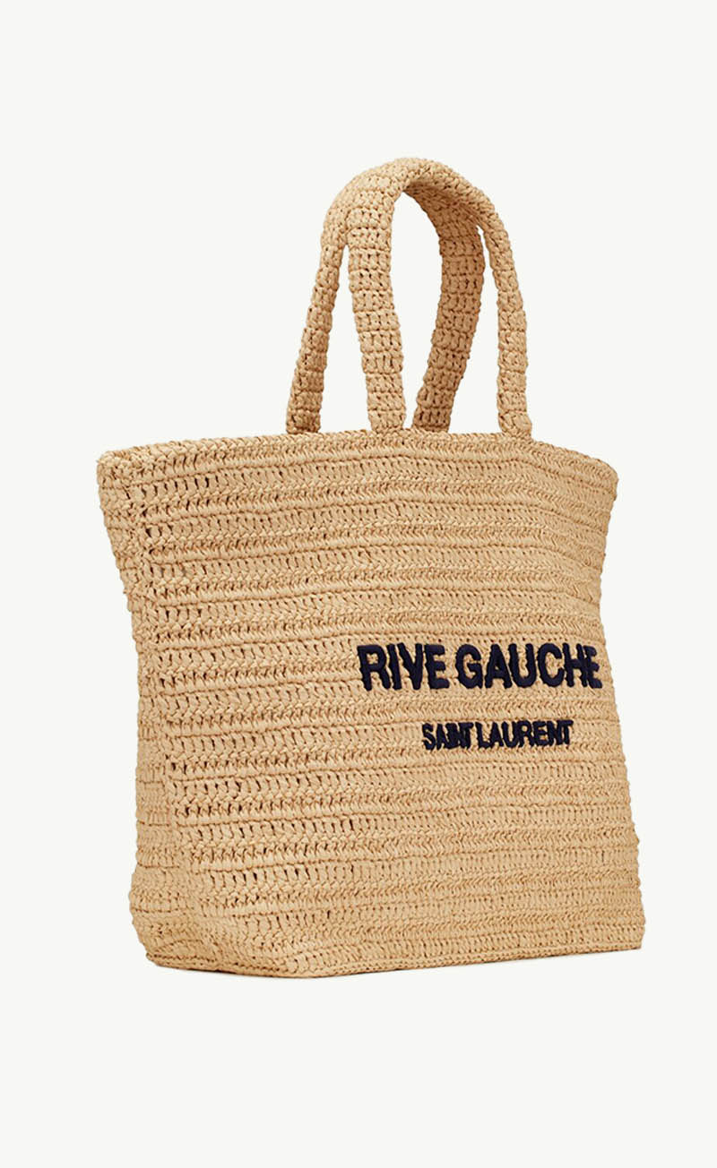 SAINT LAURENT Rive Gauche Supple Crochet Tote Bag in Natural Raffia 2