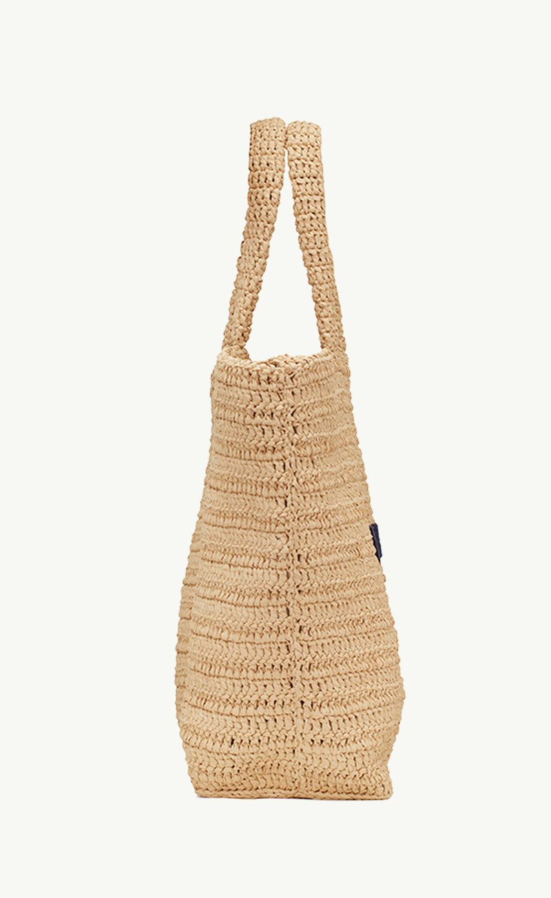 SAINT LAURENT Rive Gauche Supple Crochet Tote Bag in Natural Raffia 3