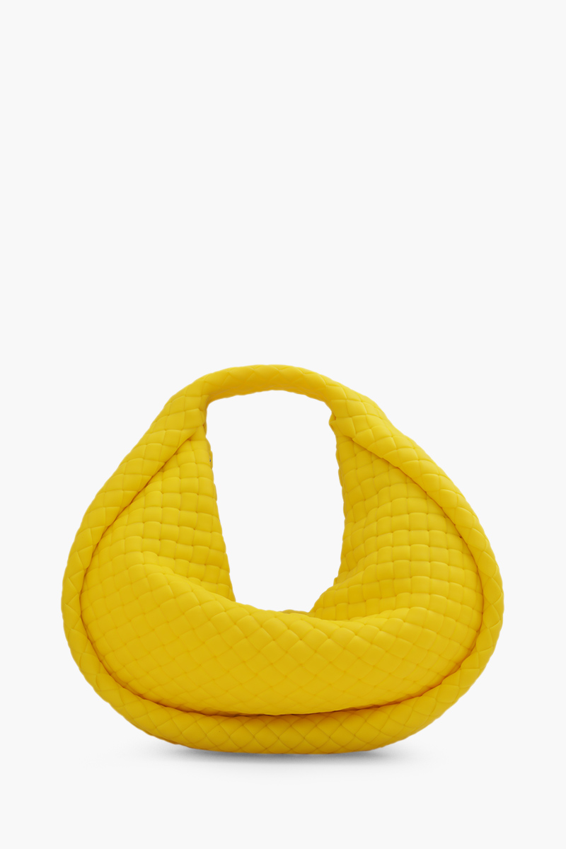 BOTTEGA VENETA Mini Padded Intreccio Top Handle Bag in Lemon Rubber 1