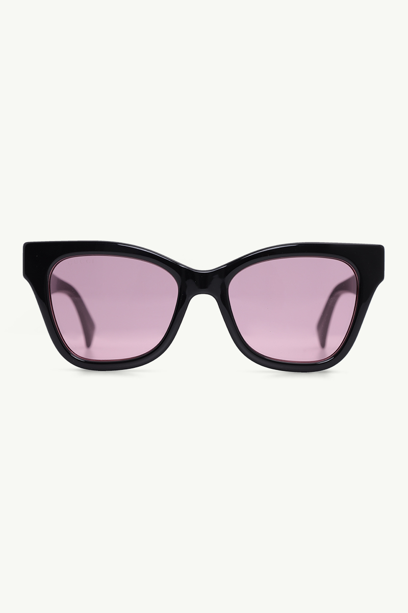 GUCCI Women Logo Print Tinted Sunglasses in Black/Pink Acetate 0