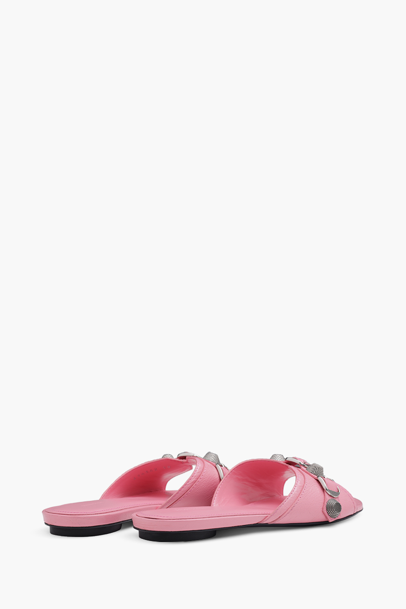 BALENCIAGA Women Cagole Flat Sandals in Pink Arena Lambskin 2