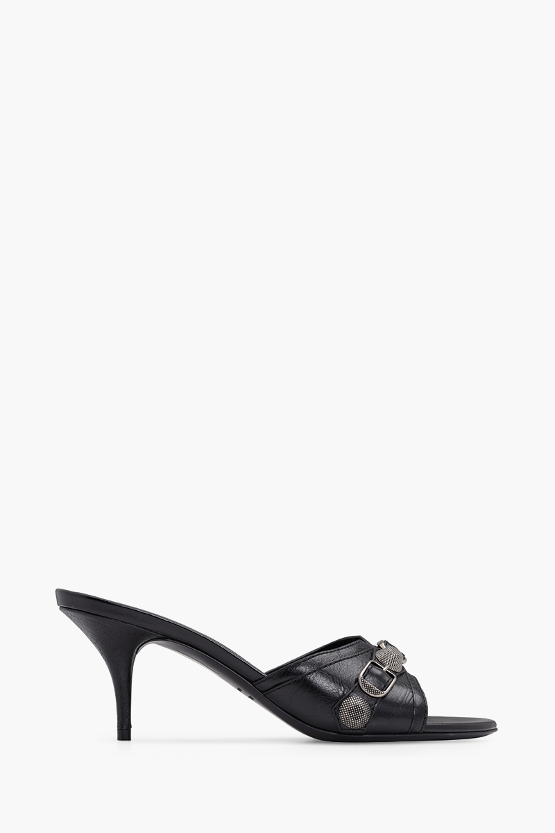 BALENCIAGA Women Cagole Sandals 70mm in Black Arena Lambskin 0