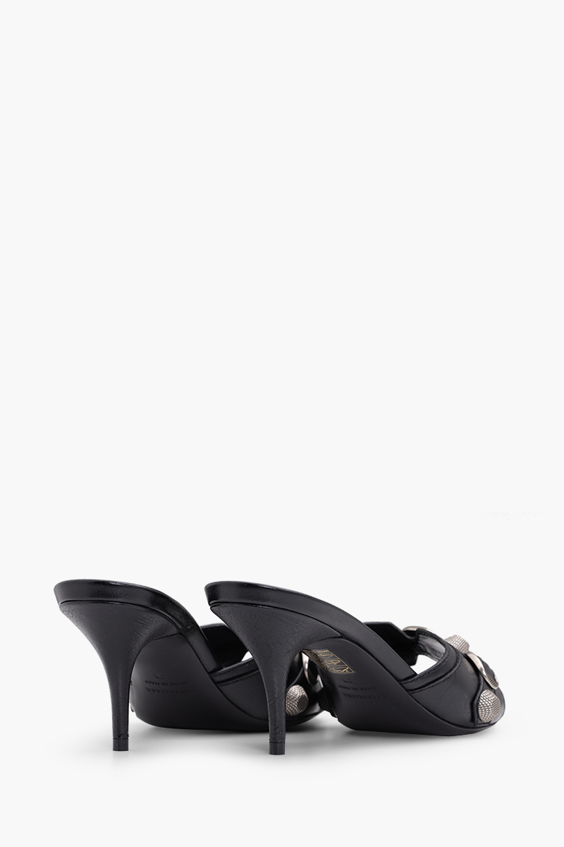 BALENCIAGA Women Cagole Sandals 70mm in Black Arena Lambskin 2