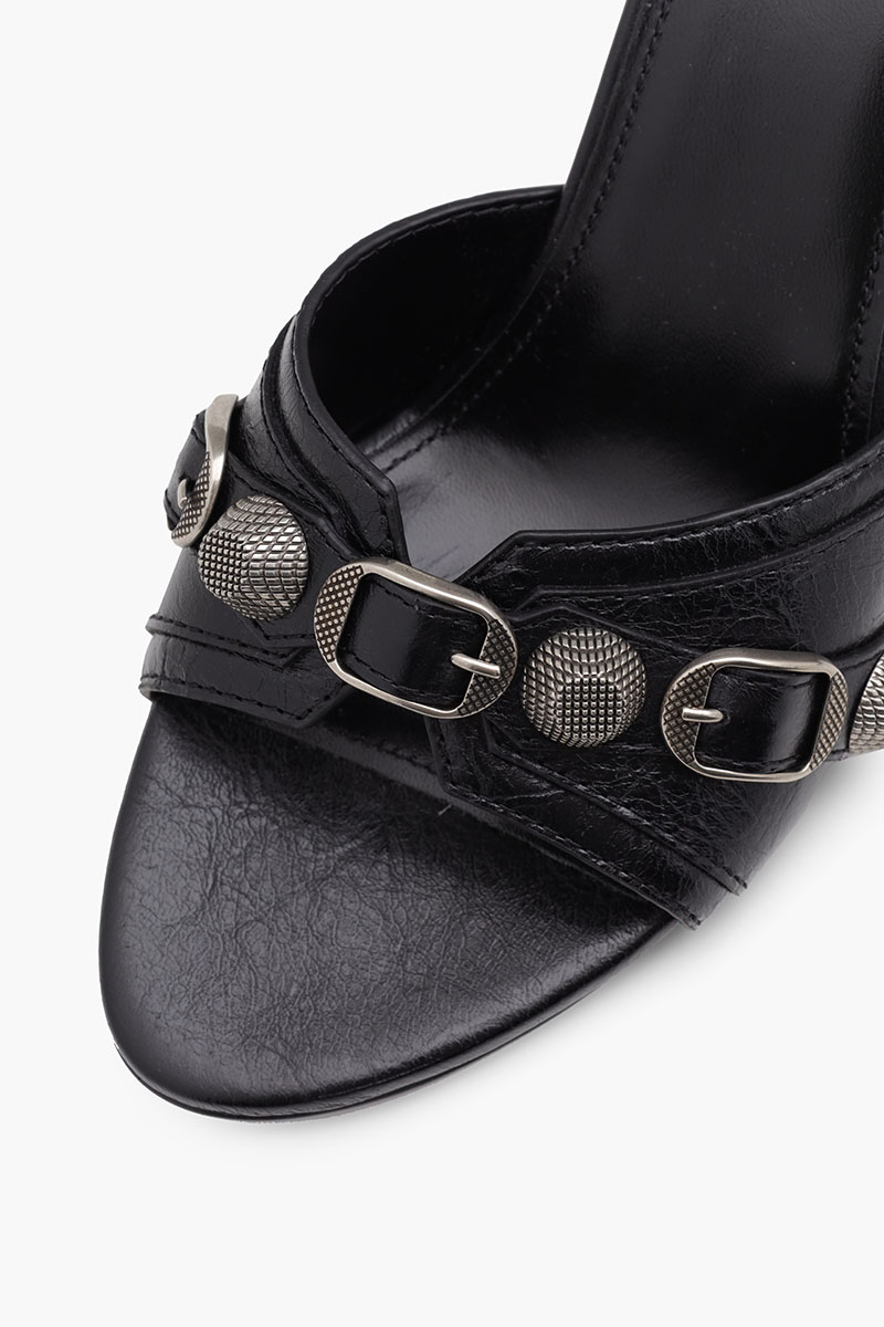 BALENCIAGA Women Cagole Sandals 70mm in Black Arena Lambskin 4