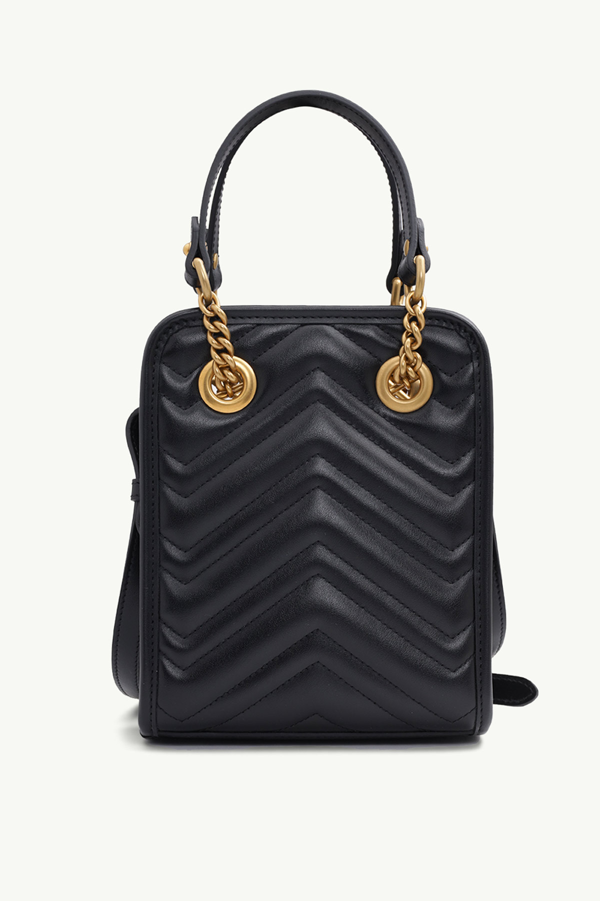 GUCCI Mini GG Marmont Matelassé Bag in Black Chevron Leather 1