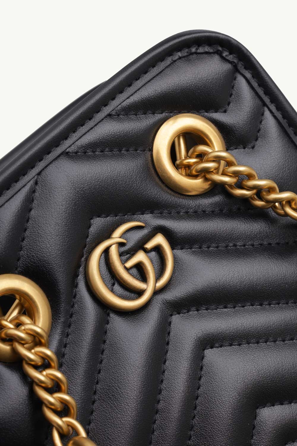 GUCCI Mini GG Marmont Matelassé Bag in Black Chevron Leather 3