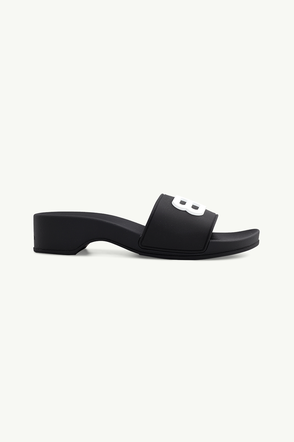 BALENCIAGA Women BB Pool Wedge Slides 50mm in Black Rubber 0