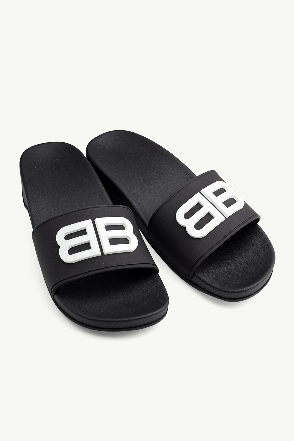BALENCIAGA Women BB Pool Wedge Slides 50mm in Black Rubber 1