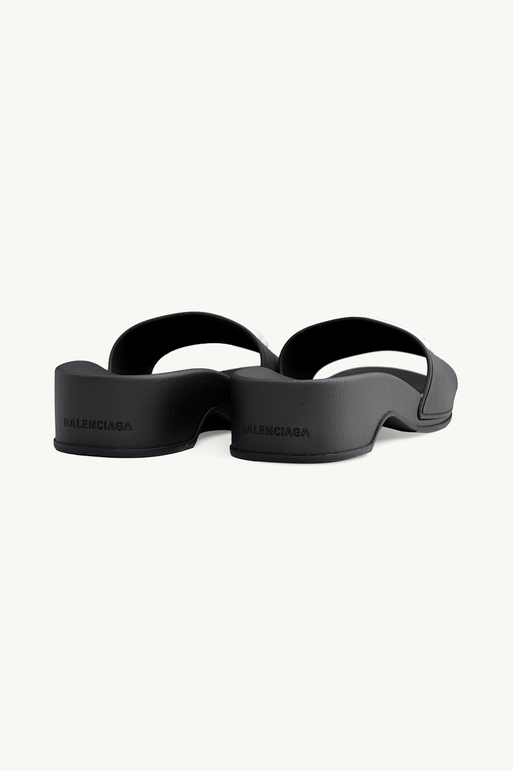 BALENCIAGA Women BB Pool Wedge Slides 50mm in Black Rubber 2