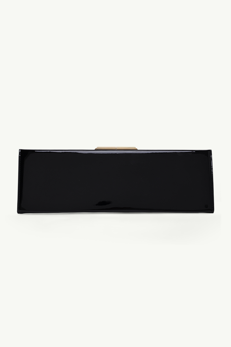 SAINT LAURENT Large Midnight Slim Clutch in Black Patent Leather GHW 1