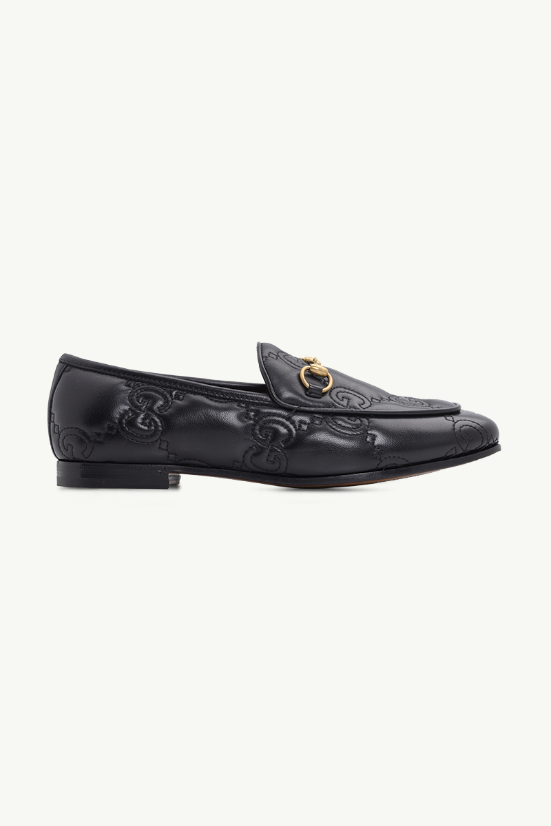 GUCCI Women GG Jordan Flat Loafers in Black Matelasse Leather 0