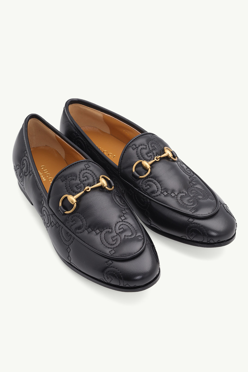 GUCCI Women GG Jordan Flat Loafers in Black Matelasse Leather 1