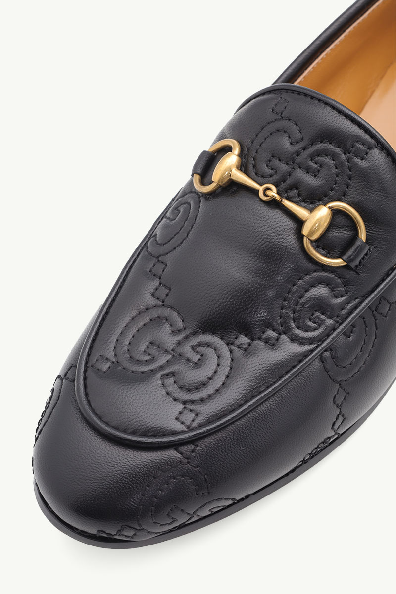 GUCCI Women GG Jordan Flat Loafers in Black Matelasse Leather 4