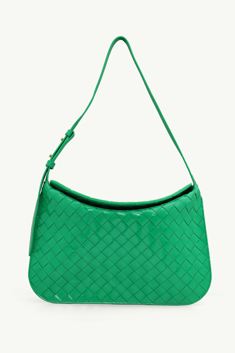 BOTTEGA VENETA Small Flap Intrecciato Brushed Shoulder Bag in Parakeet GHW Calfskin 0