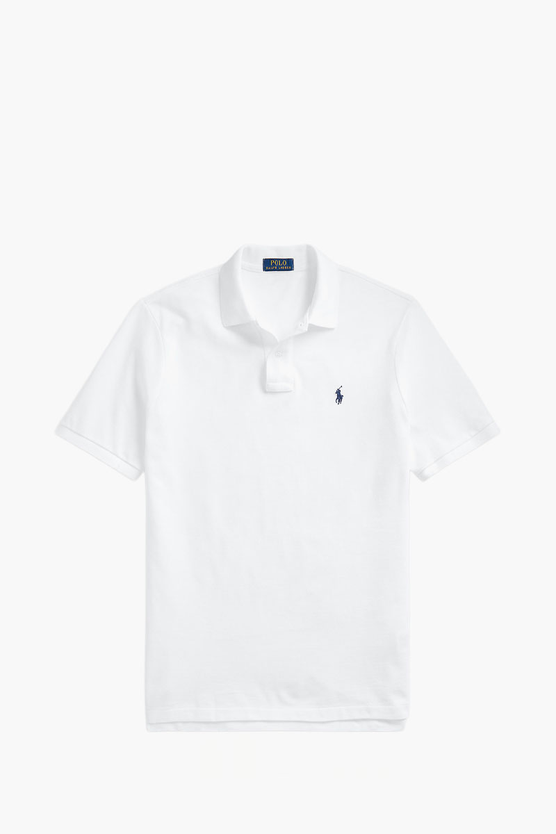 POLO RALPH LAUREN Men The Iconic Mesh Classic Fit Polo Shirt in White/Navy Cotton 0