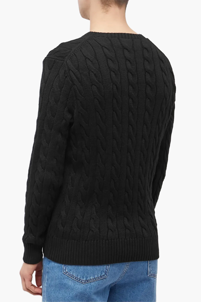 POLO RALPH LAUREN Men Cable Knit Jumper in Black Cotton 2