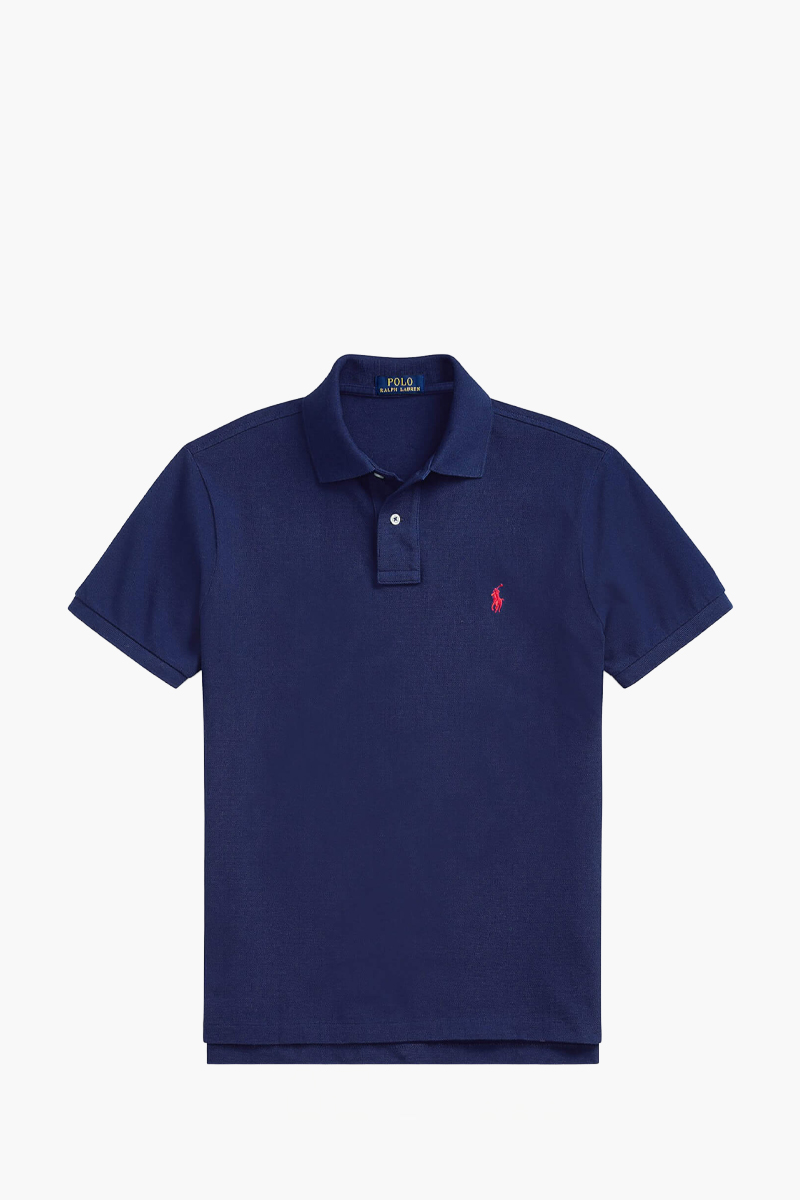 POLO RALPH LAUREN Men The Iconic Mesh Classic Fit Polo Shirt in Navy/Red Cotton 0