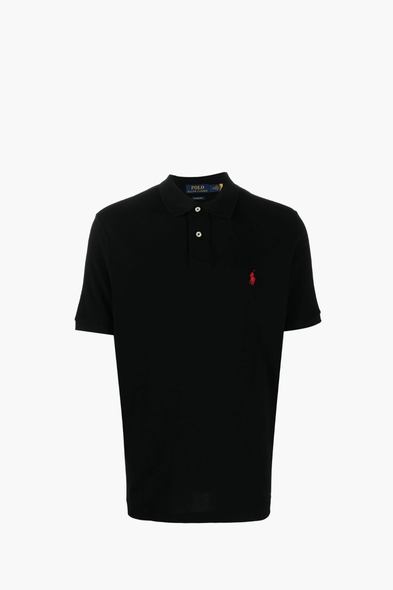 POLO RALPH LAUREN Men The Iconic Mesh Classic Fit Polo Shirt in Black/Red Cotton 0