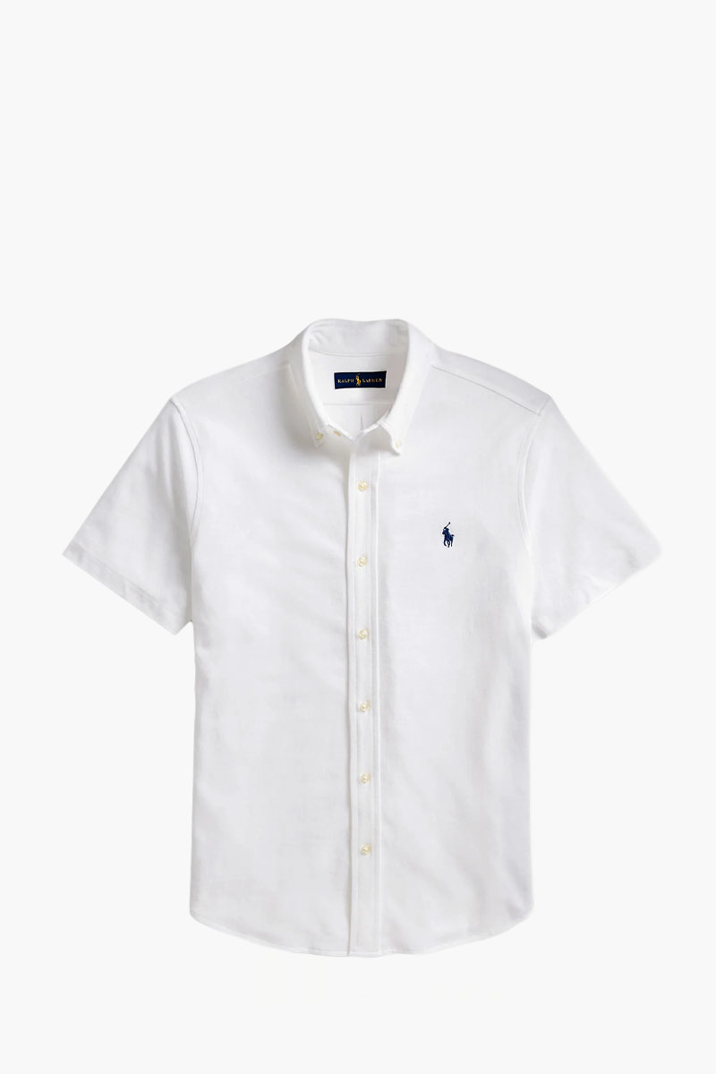 POLO RALPH LAUREN Men Embroidered Logo Short Slevee Classic Fit Shirts in White Cotton 0