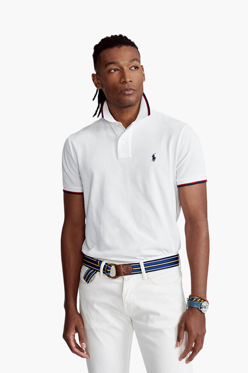 POLO RALPH LAUREN Men Slim Fit Mesh Polo Shirt In White Cotton 1