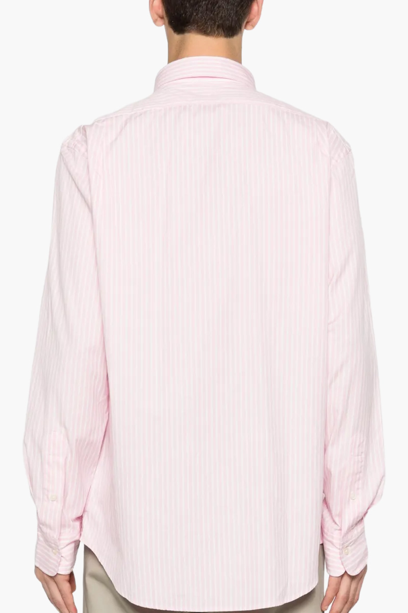 POLO RALPH LAUREN Men Striped Stretch Custom Fit Oxford Shirt in Pink/White Cotton 2