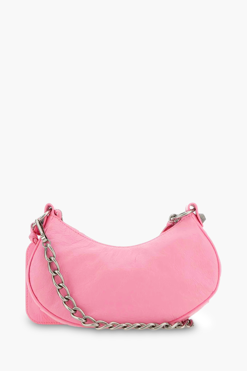 BALENCIAGA Le Cagole XS Chain Shoulder Bag in Sweet Pink Arena Lambskin SHW 1