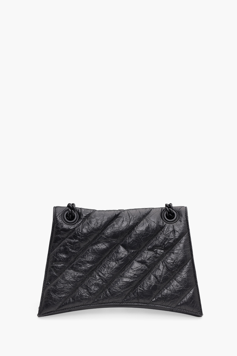 BALENCIAGA Medium Crush Chain Bag in Black Crushed Calfskin BHW 1