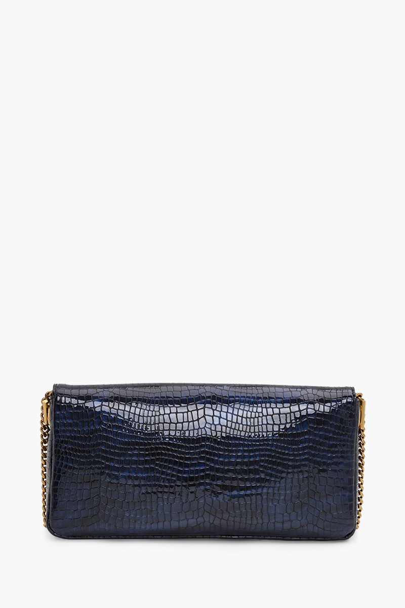 SAINT LAURENT Medium Kate 99 Chain Shoulder Bag in Dark Blue Croco Embossed Leather 1