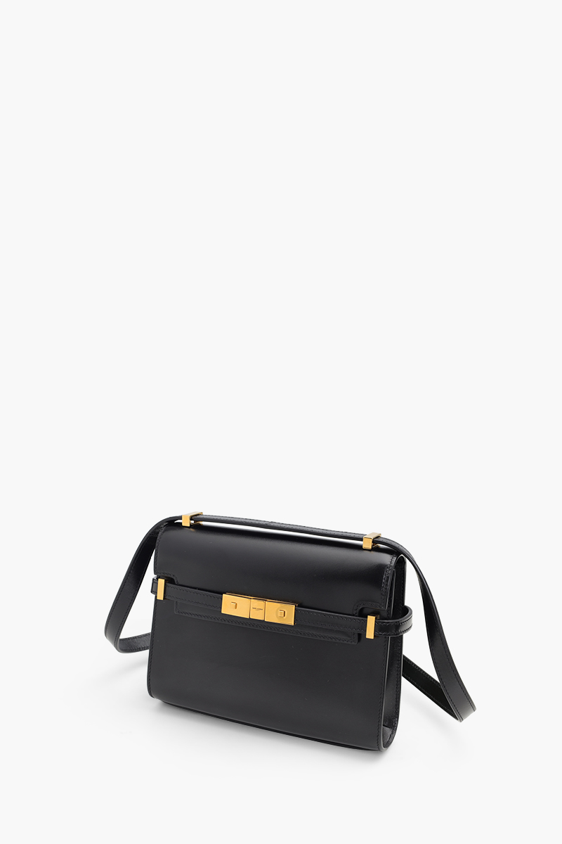 SAINT LAURENT Mini Manhattan Crossbody Bag in Black Box Leather 2