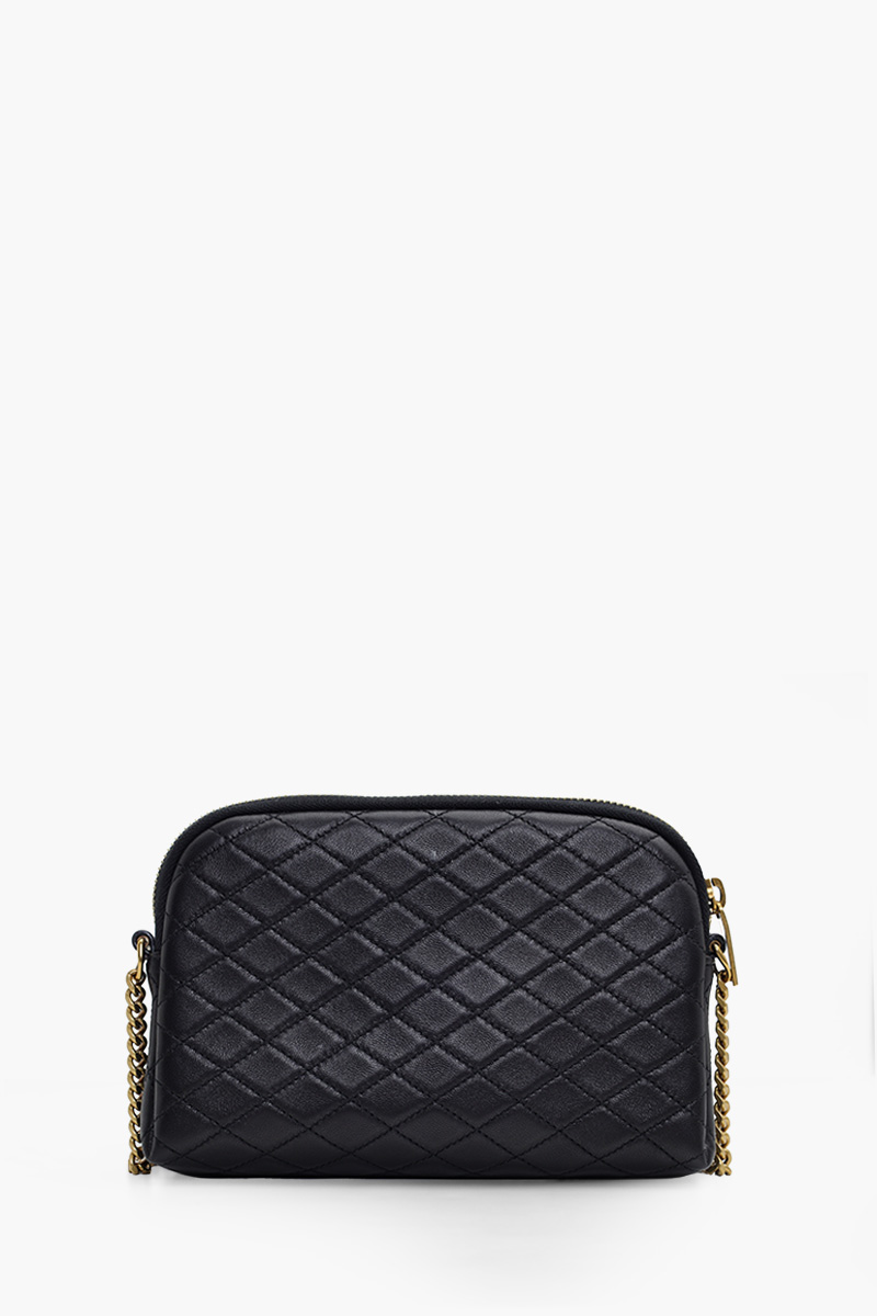 SAINT LAURENT Gaby Zipped Pouch on Chain in Black Quilted Lambskin 1