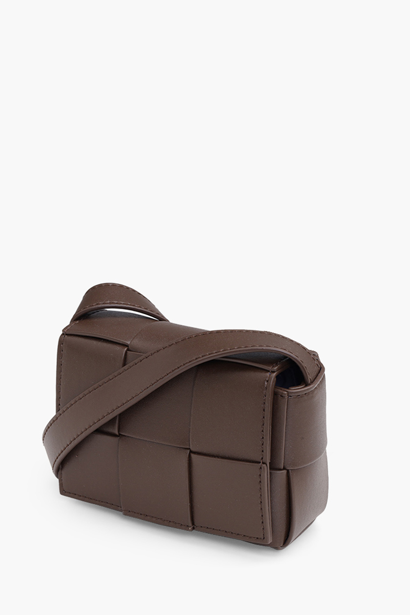 BOTTEGA VENETA Micro Cassette Woven Messenger Bag in Light Brown 2