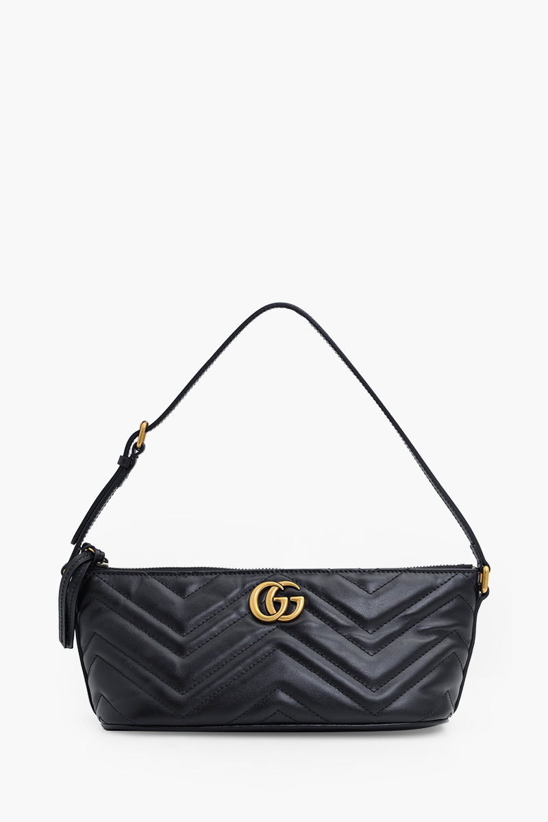 GUCCI GG Marmont Shoulder Bag in Black Quilted Leather GHW 0