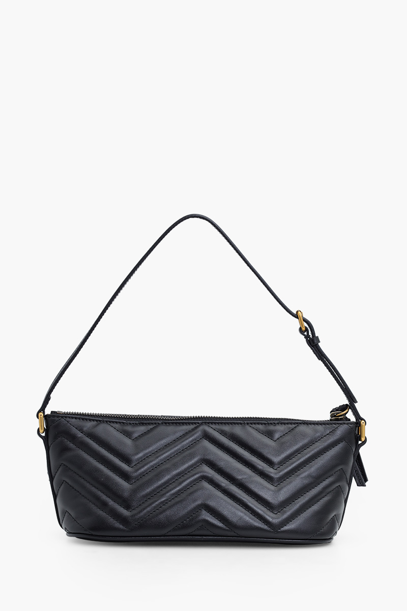 GUCCI GG Marmont Shoulder Bag in Black Quilted Leather GHW 1