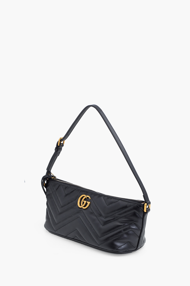 GUCCI GG Marmont Shoulder Bag in Black Quilted Leather GHW 2