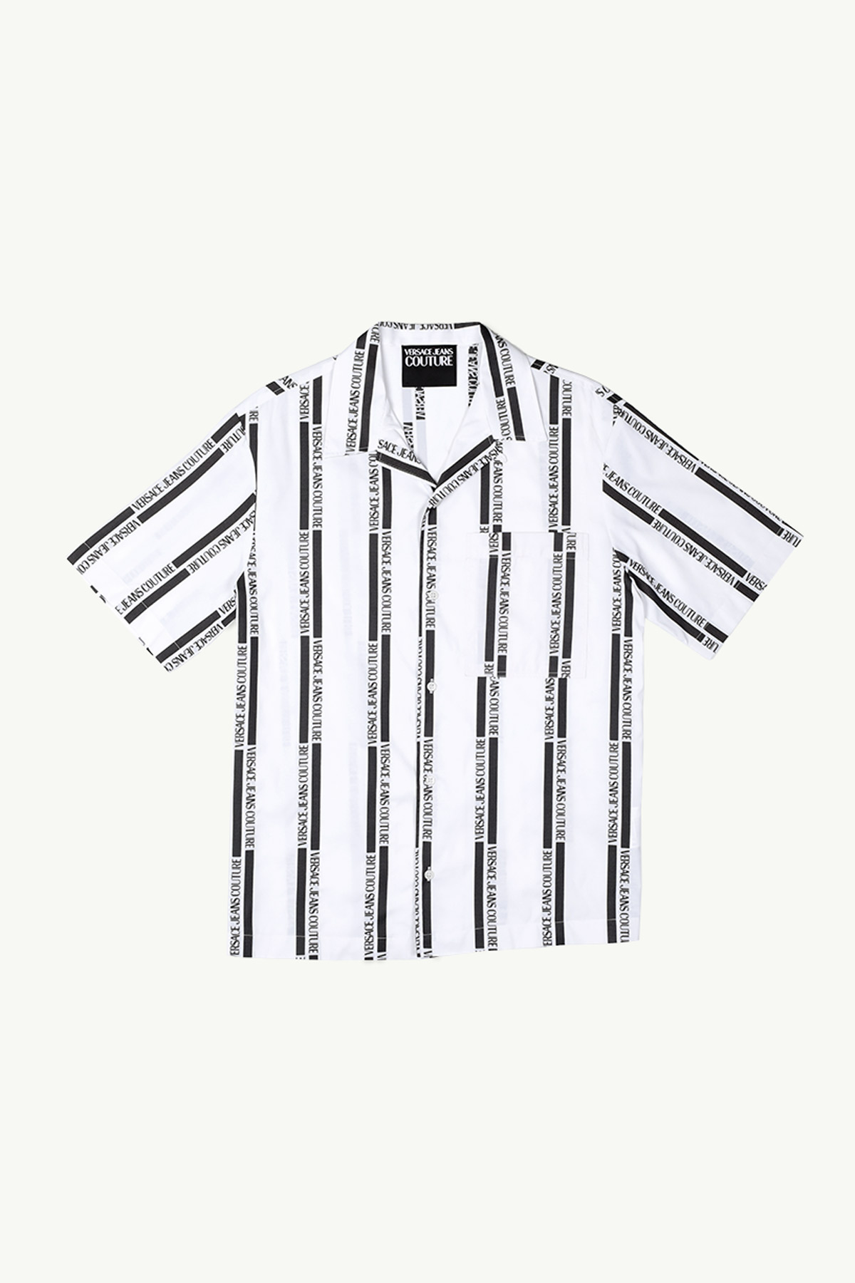 VERSACE JEANS COUTURE Men All Over Lateral Logo Print Shirt in White/Black 0