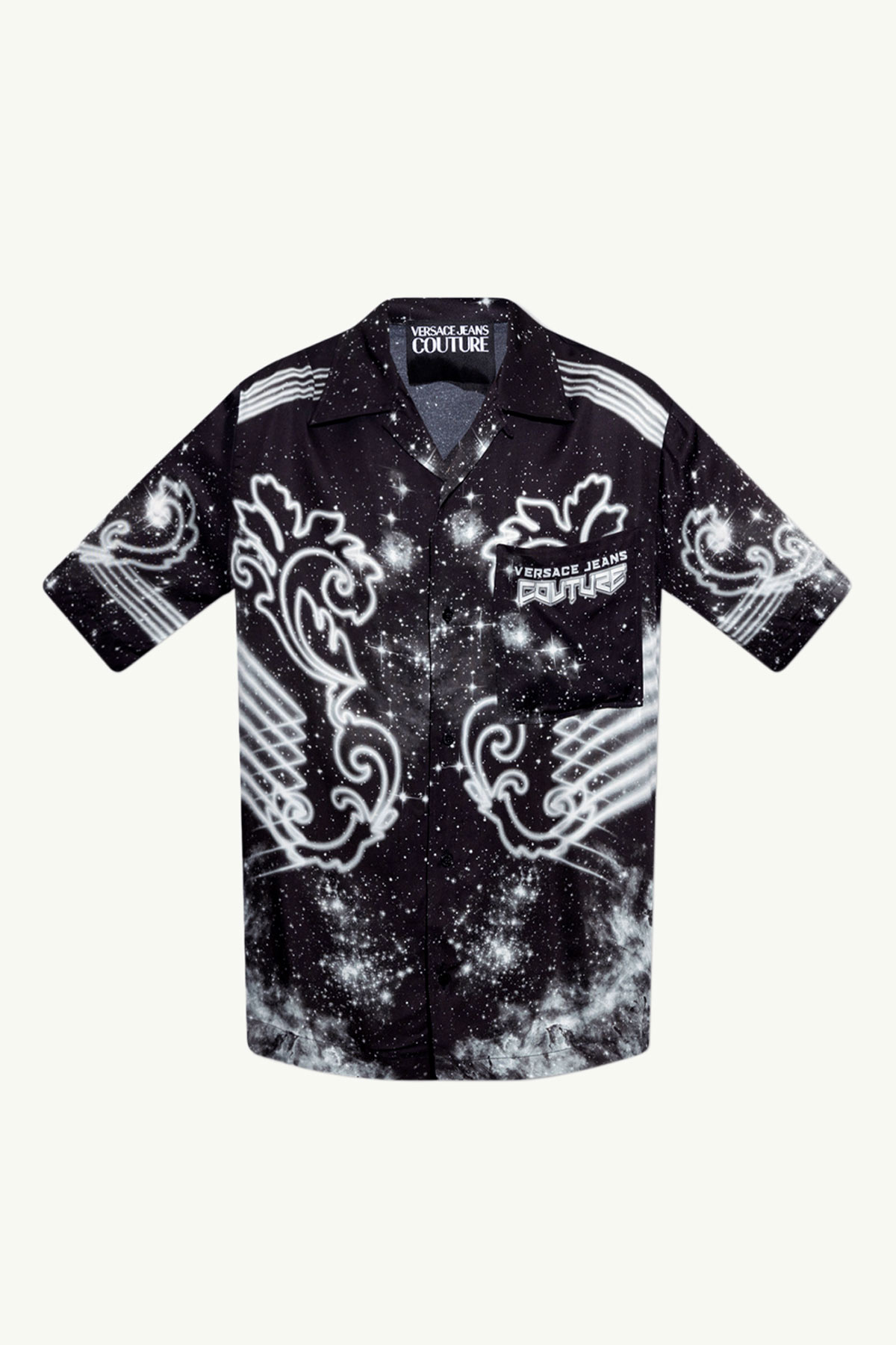 VERSACE JEANS COUTURE Men Galaxy Pattern x Logo Detail Shirt in Black/Grey/White 0