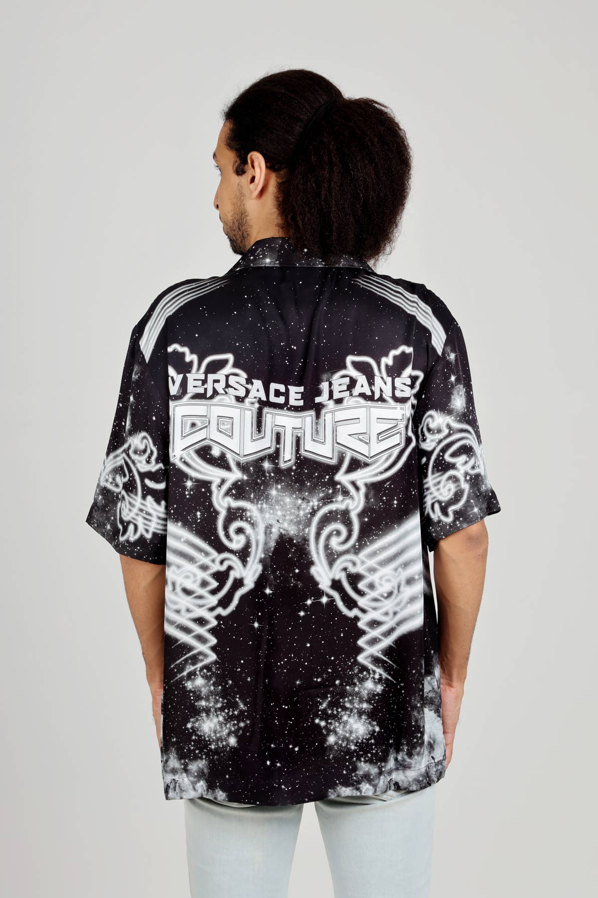 VERSACE JEANS COUTURE Men Galaxy Pattern x Logo Detail Shirt in Black/Grey/White 2