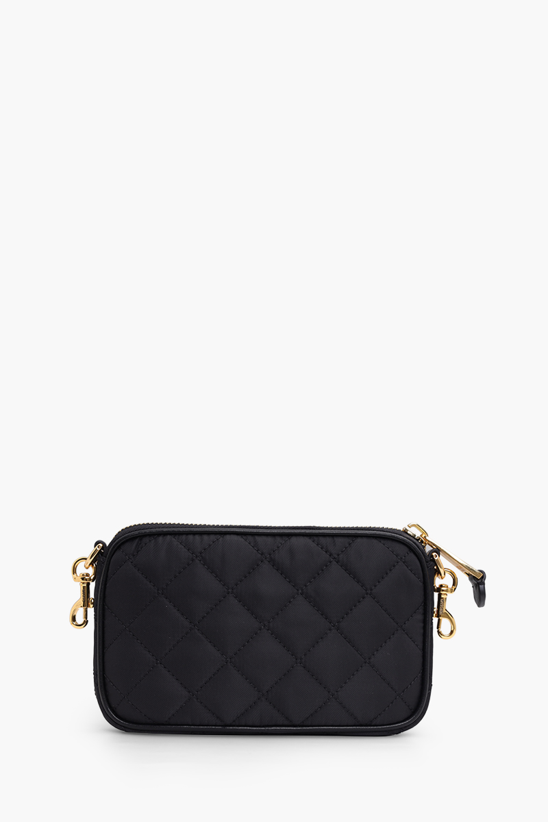 MOSCHINO Logo Patch Quilted Chain Crossbody Bag in Black GHW 1