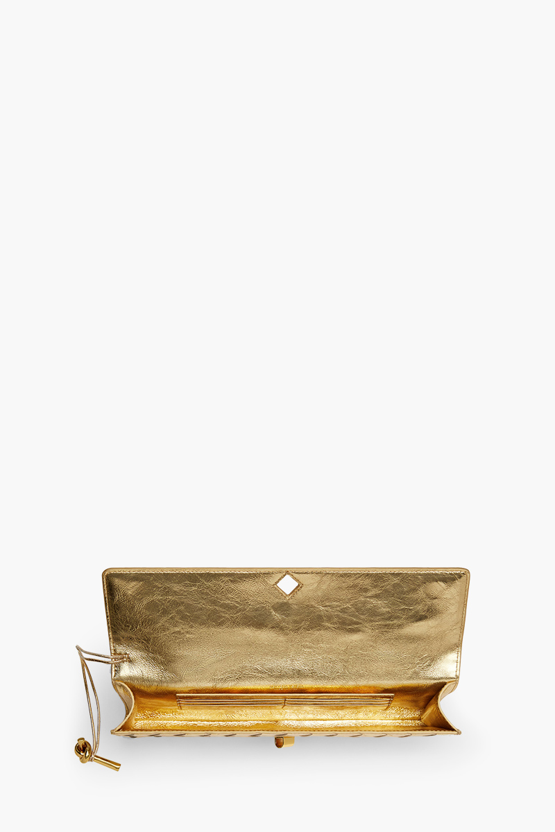 BOTTEGA VENETA Andiamo Intrecciato Long Clutch in Gold Foggy Mirror Effect with Handle 3