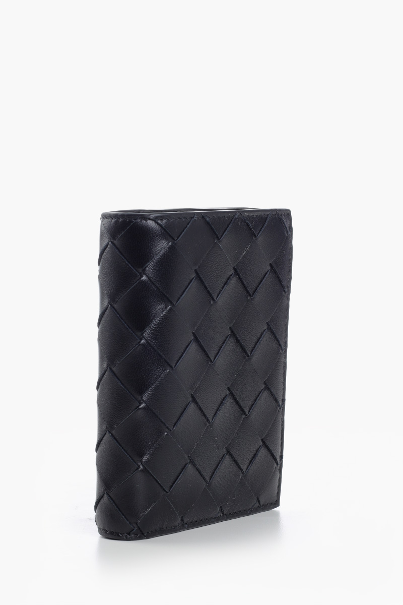 BOTTEGA VENETA Small Intrecciato Bi-Fold Zip Wallet in Black 1