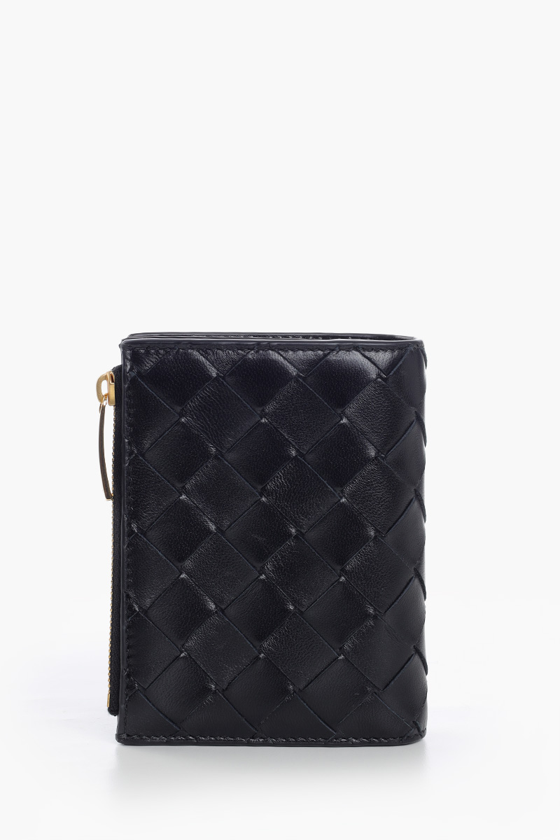 BOTTEGA VENETA Small Intrecciato Bi-Fold Zip Wallet in Black 2