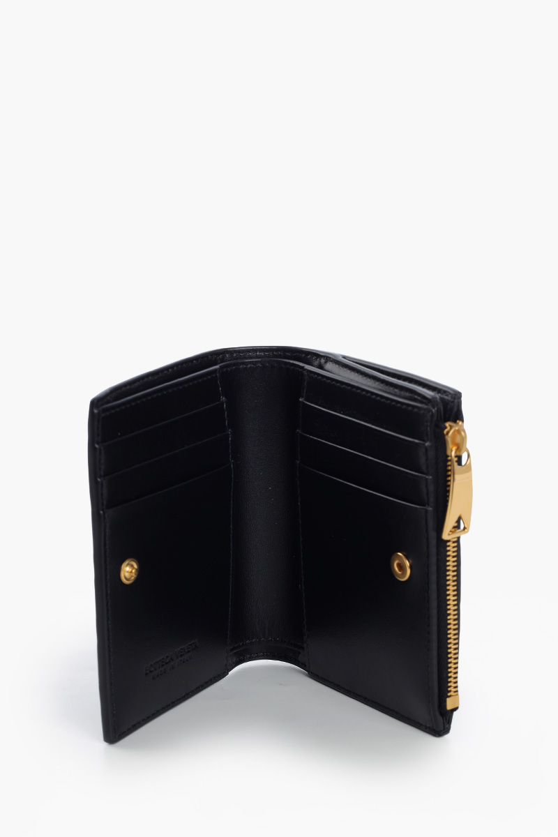 BOTTEGA VENETA Small Intrecciato Bi-Fold Zip Wallet in Black 3