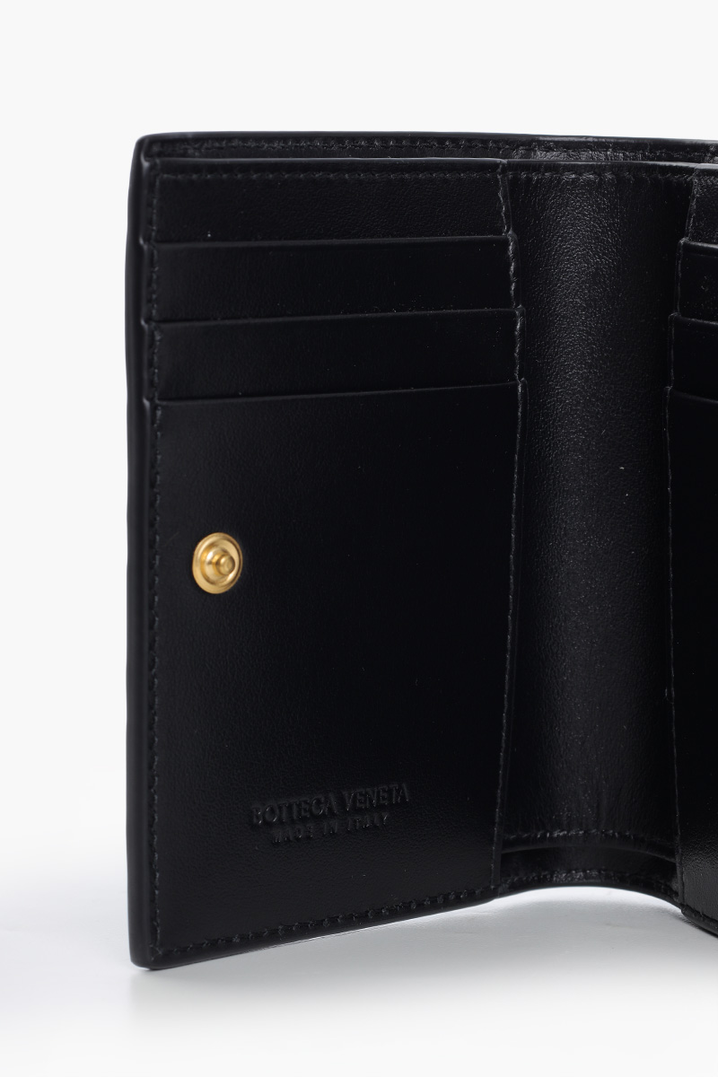 BOTTEGA VENETA Small Intrecciato Bi-Fold Zip Wallet in Black 4