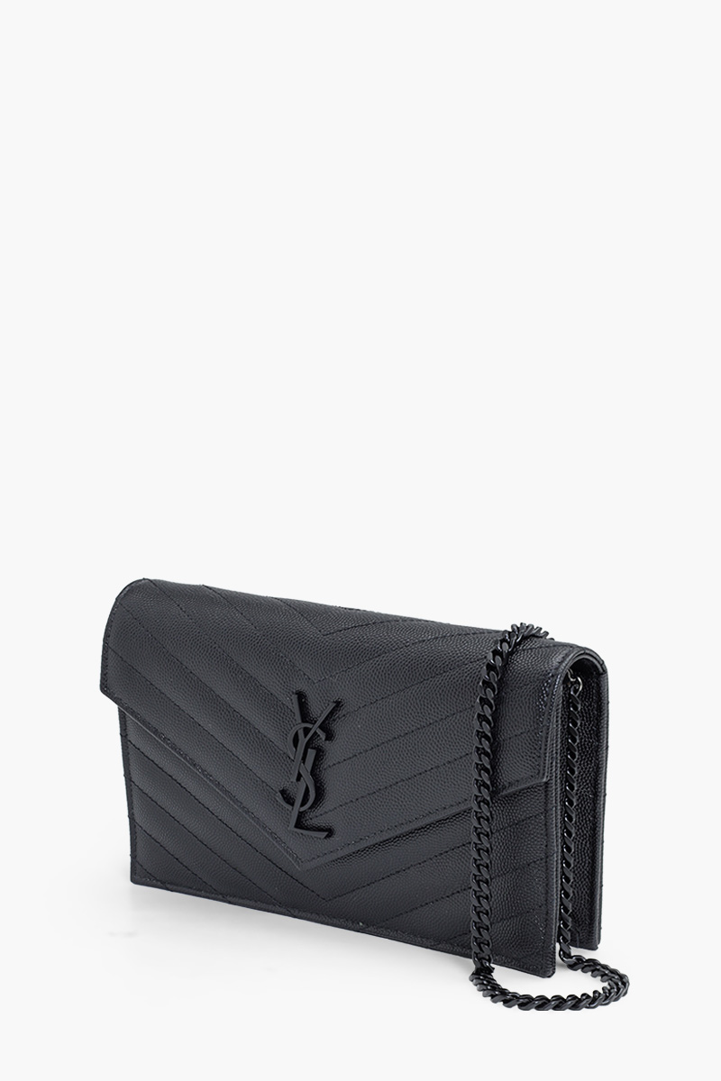 SAINT LAURENT Wallet on Chain 19cm in Black Caviar Leather BHW 2