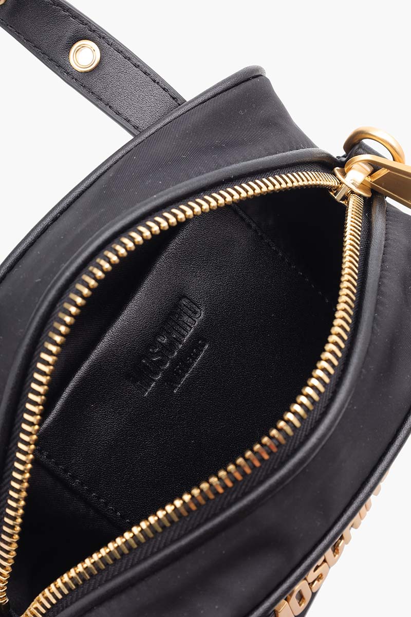 MOSCHINO Logo Top Handle Shoulder Bag in Black GHW with Metal Detail 3