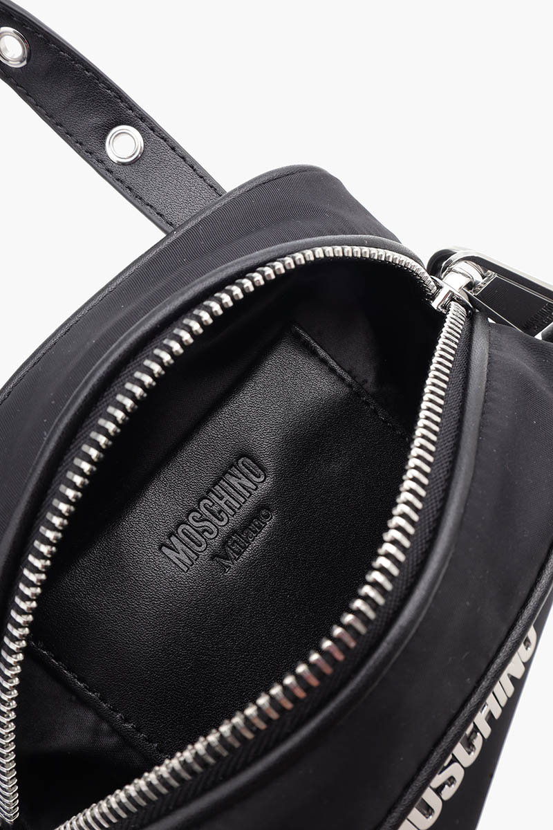 MOSCHINO Logo Top Handle Shoulder Bag in Black SHW with Metal Detail 3