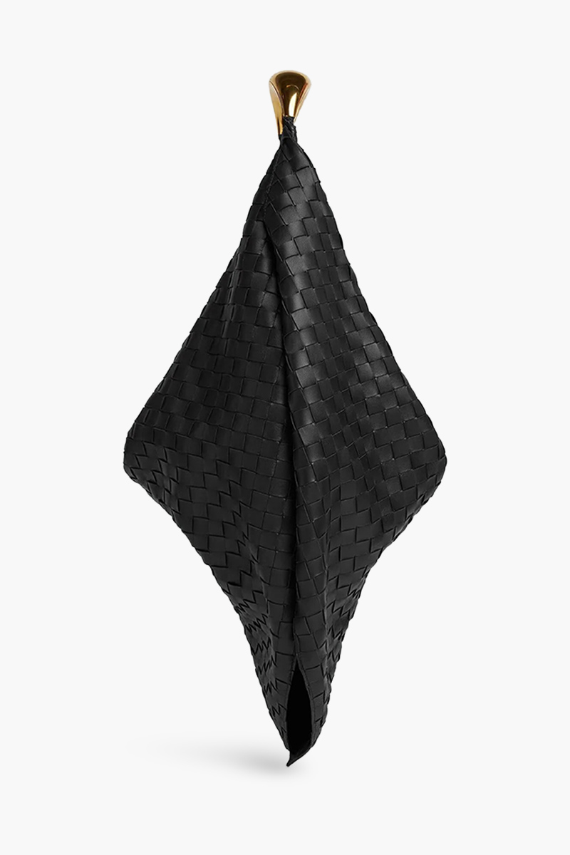 BOTTEGA VENETA Foulard Intrecciato Shoulder Bag in Black Lambskin 1