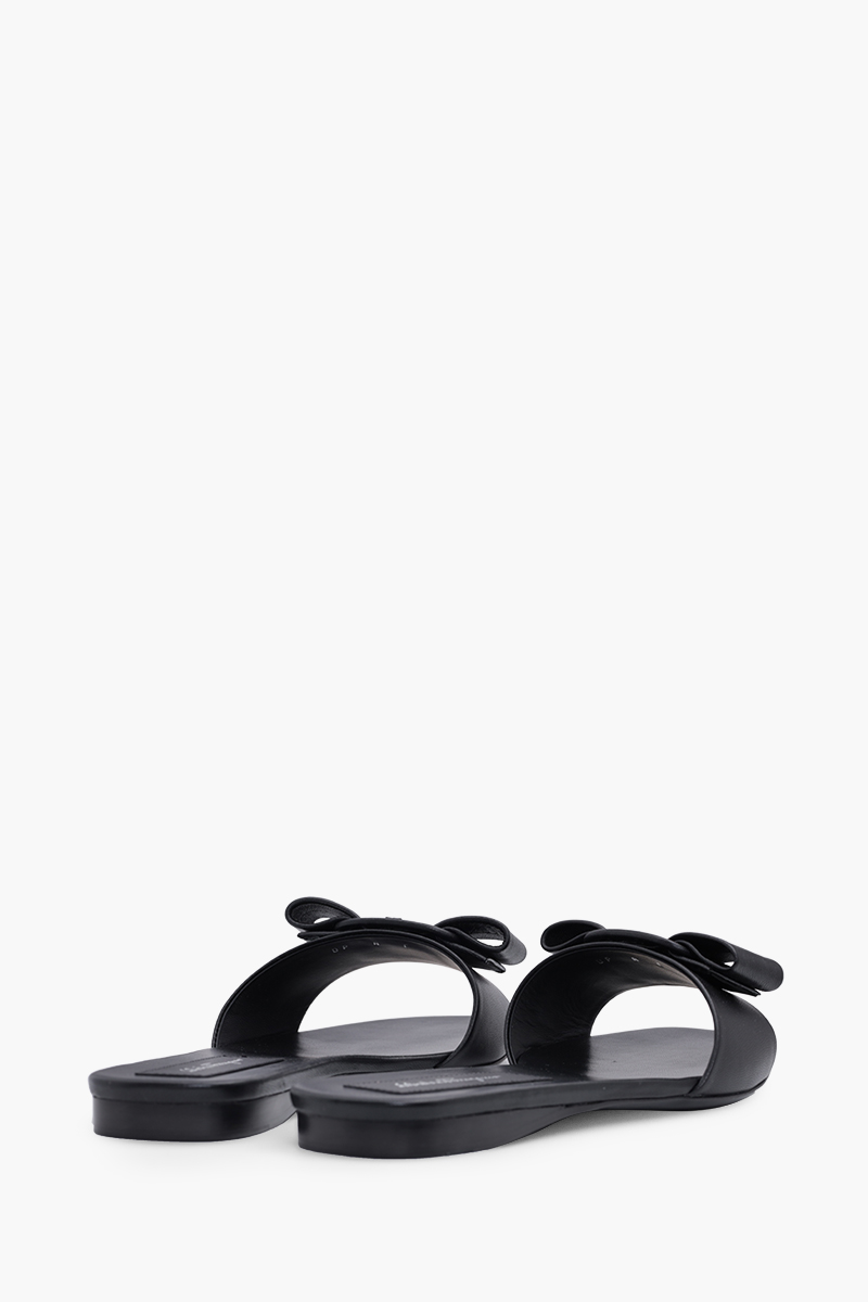 SALVATORE FERRAGAMO Viva Slide Sandals in Black Nappa Leather 2