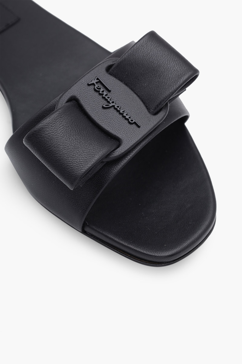 SALVATORE FERRAGAMO Viva Slide Sandals in Black Nappa Leather 4